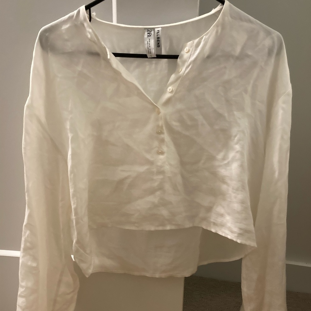 Zara white cropped top